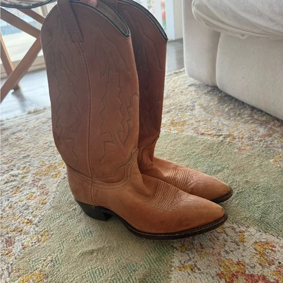 Dan Post Tan and Cream Cowboy Boots - Picture 2 of 7